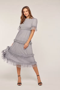 Brenna Modest Midi in Blue Grey