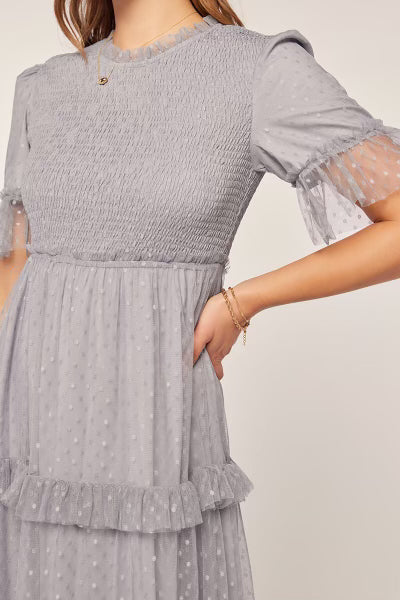 Brenna Modest Midi in Blue Grey