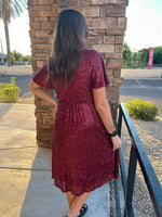 Marcie Sequin Dress in Burgundy