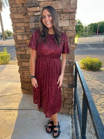 Marcie Sequin Dress in Burgundy