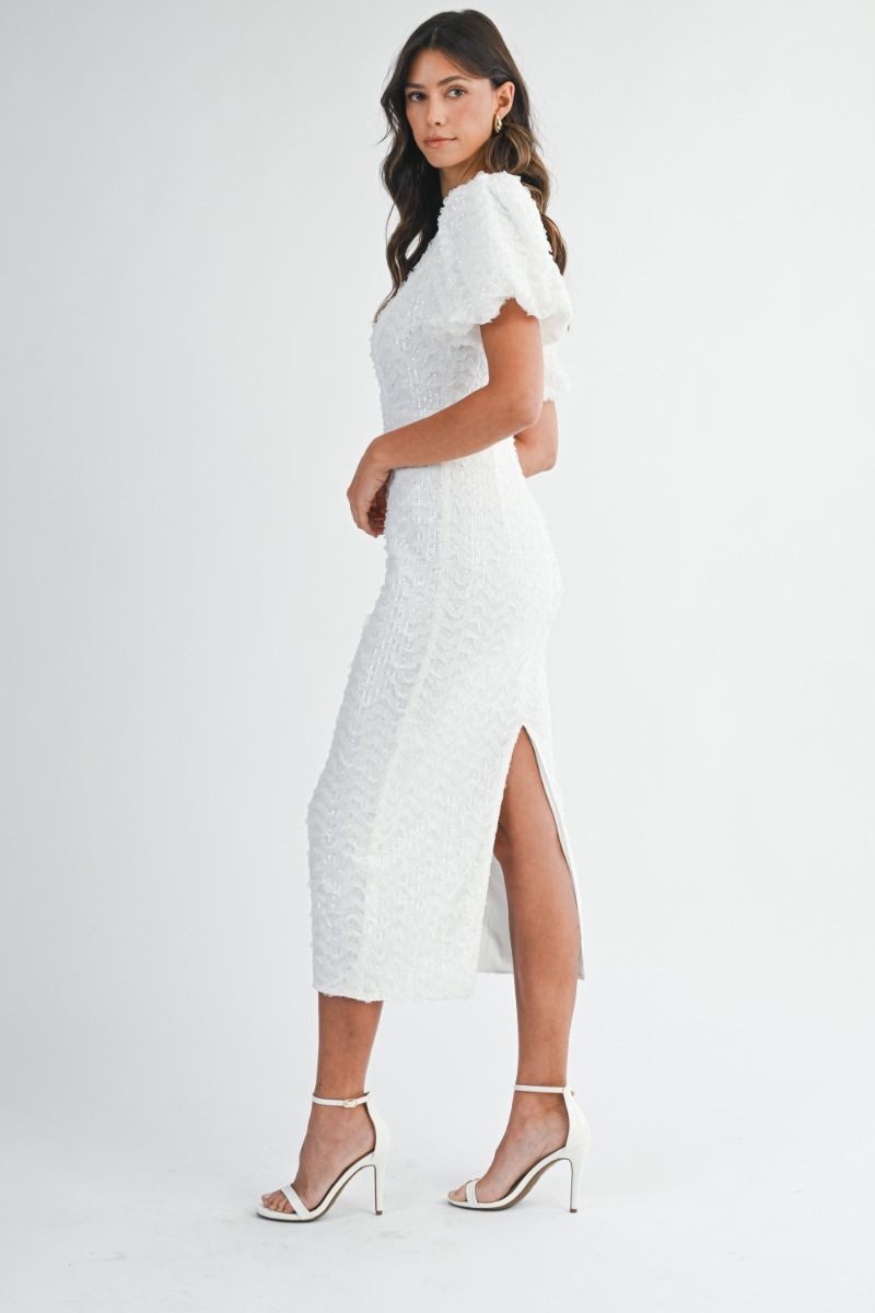 white midi dress modest Modest Ribbed Midi Layering Dress in White