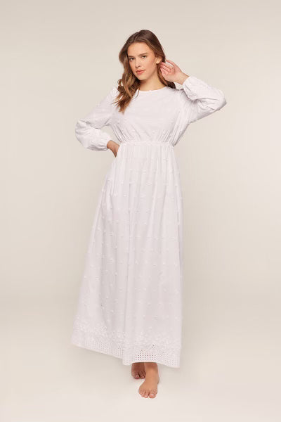 Marigold Modest Temple Dress in White
