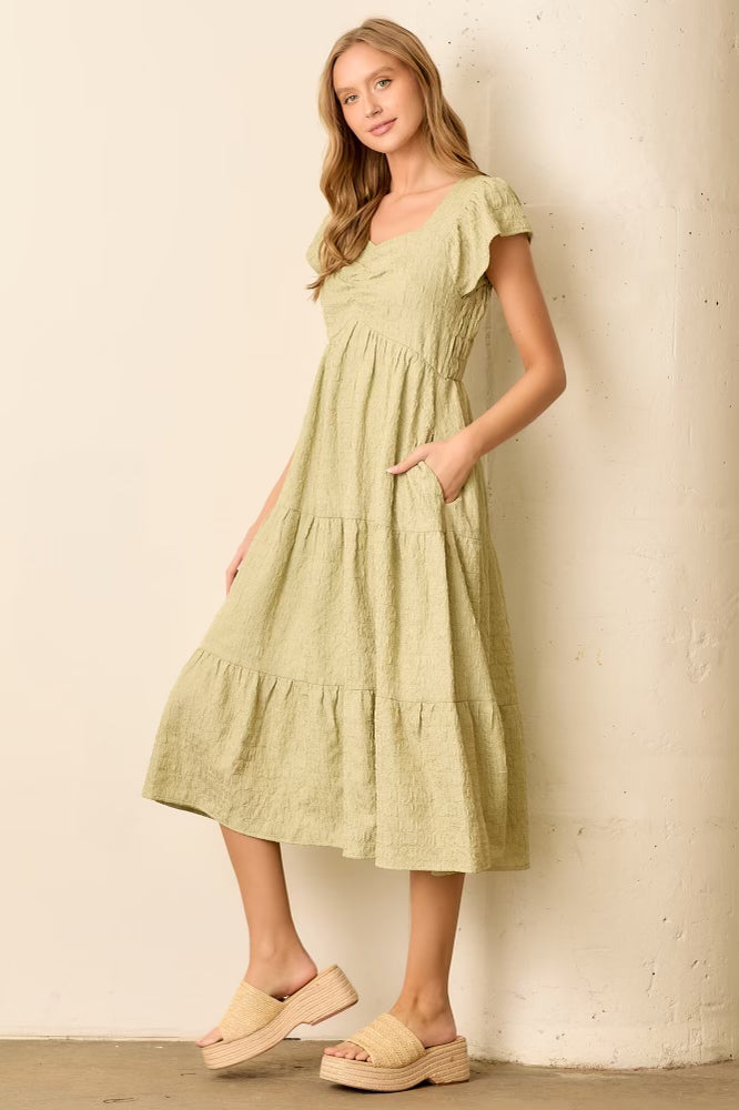 Cindy Modest Midi in Lt. Olive