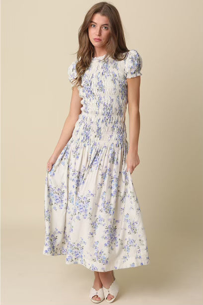 Jayda Modest Maxi in Cream & Light Blue