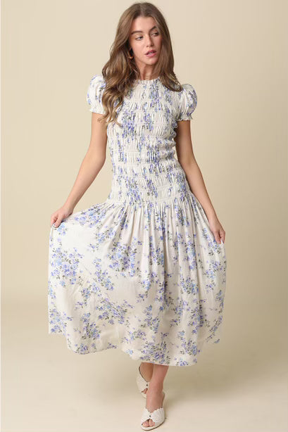 Jayda Modest Maxi in Cream & Light Blue