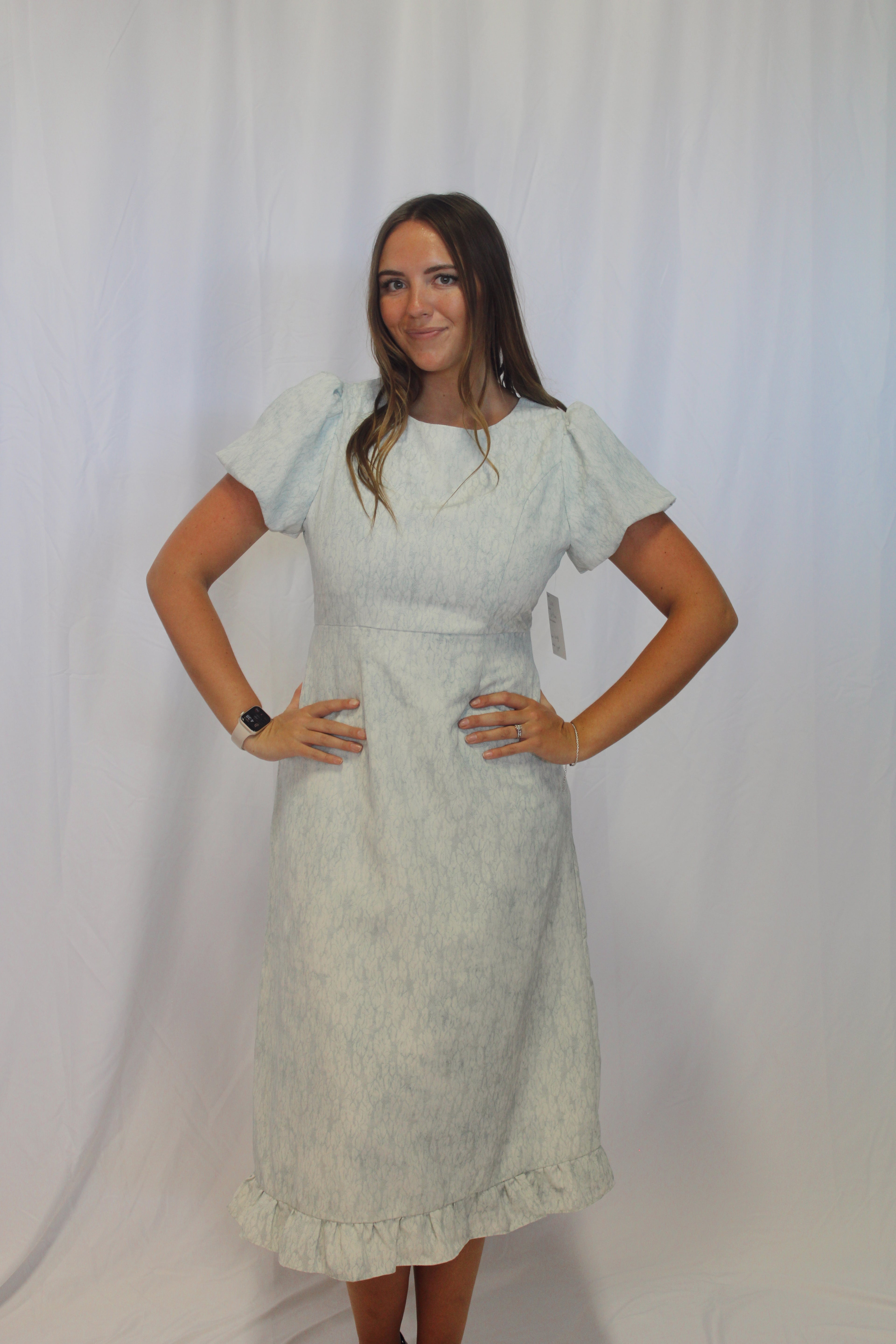 Leila Modest Maxi Dress in Light Blue