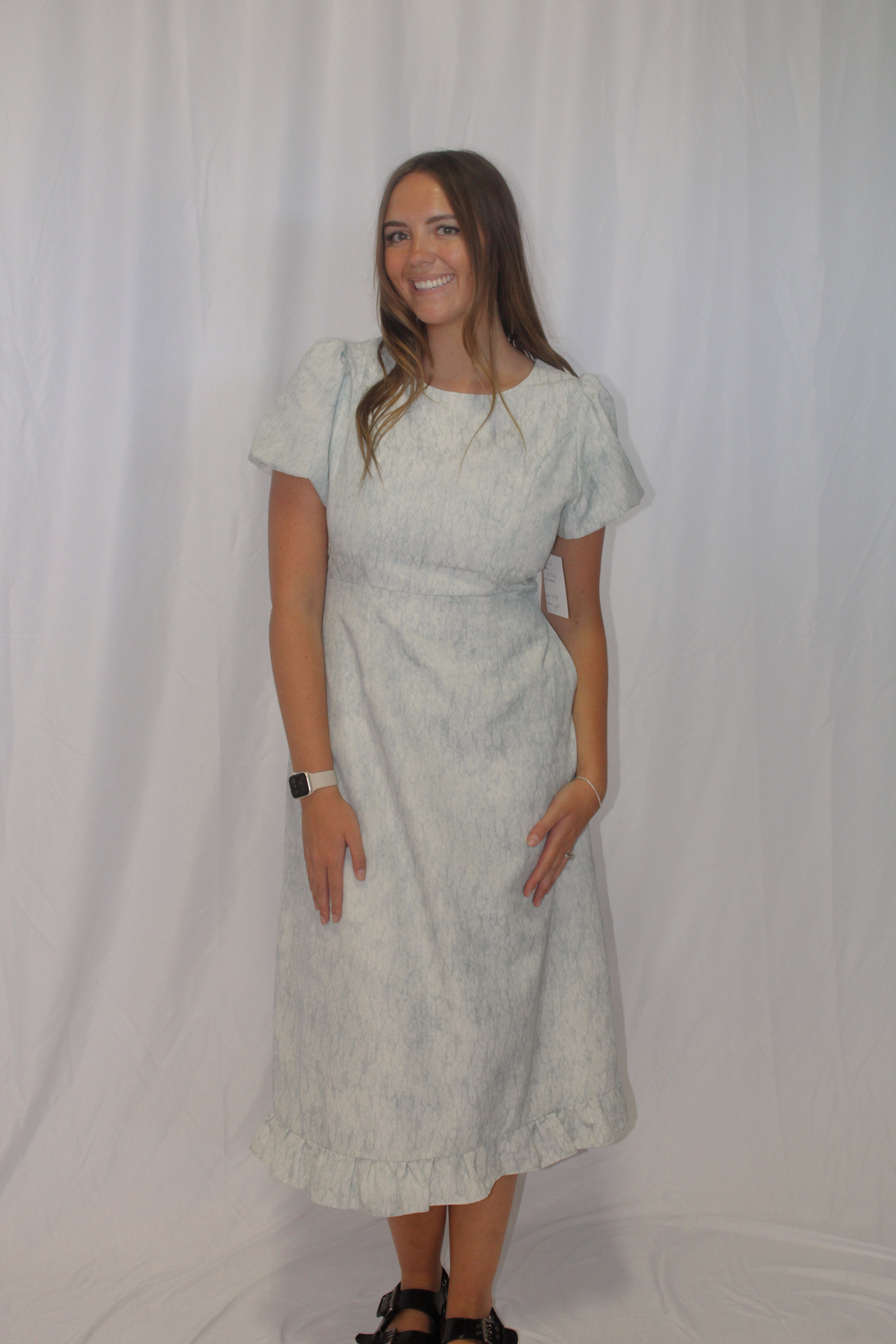 Leila Modest Maxi Dress in Light Blue
