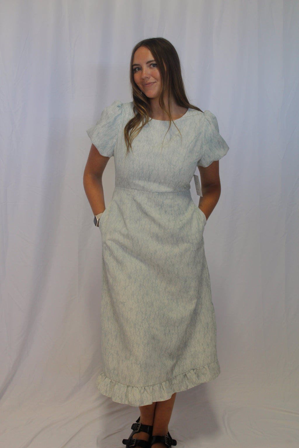 Leila Modest Maxi Dress in Light Blue