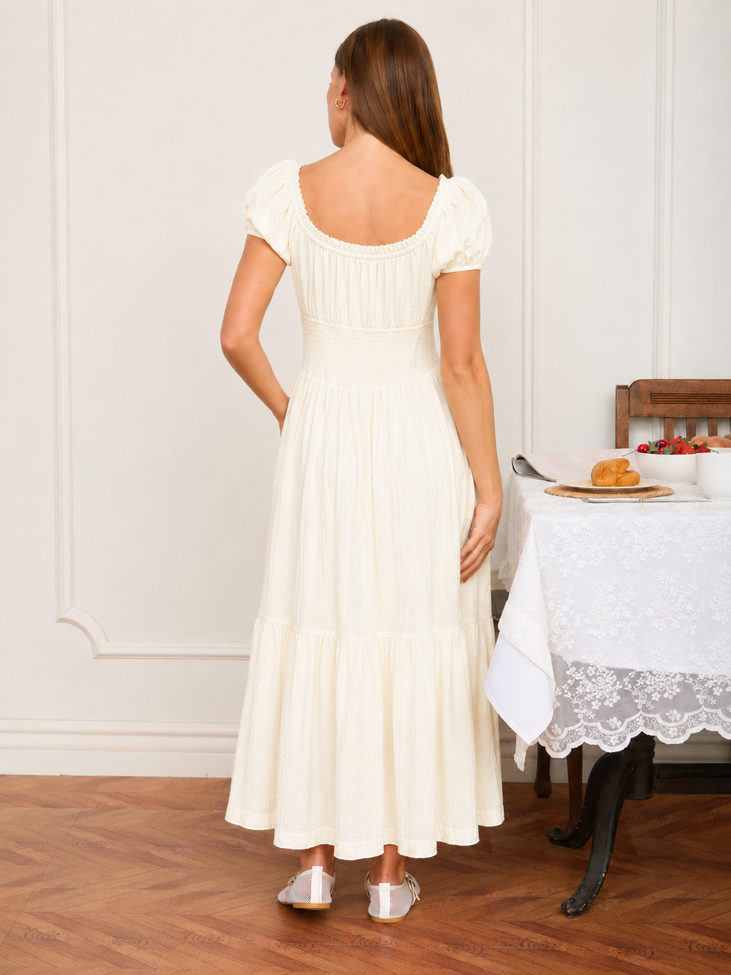 Nina Midi Dress in Cream