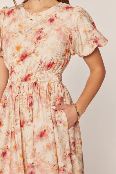 Amaryllis Modest Dress in Ivory/Blush