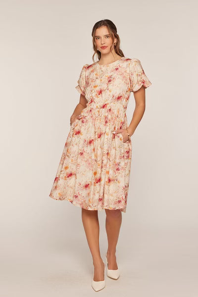 Amaryllis Modest Dress in Ivory/Blush