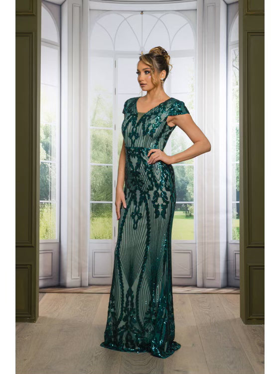 Katrina Modest Dress in Emerald