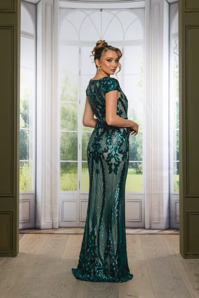 Katrina Modest Dress in Emerald