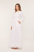 Dayna Embroidered Temple Dress in White