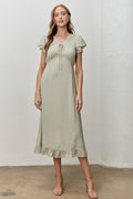 Millie Modest Midi in Sage Multi