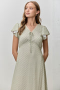 Millie Modest Midi in Sage Multi