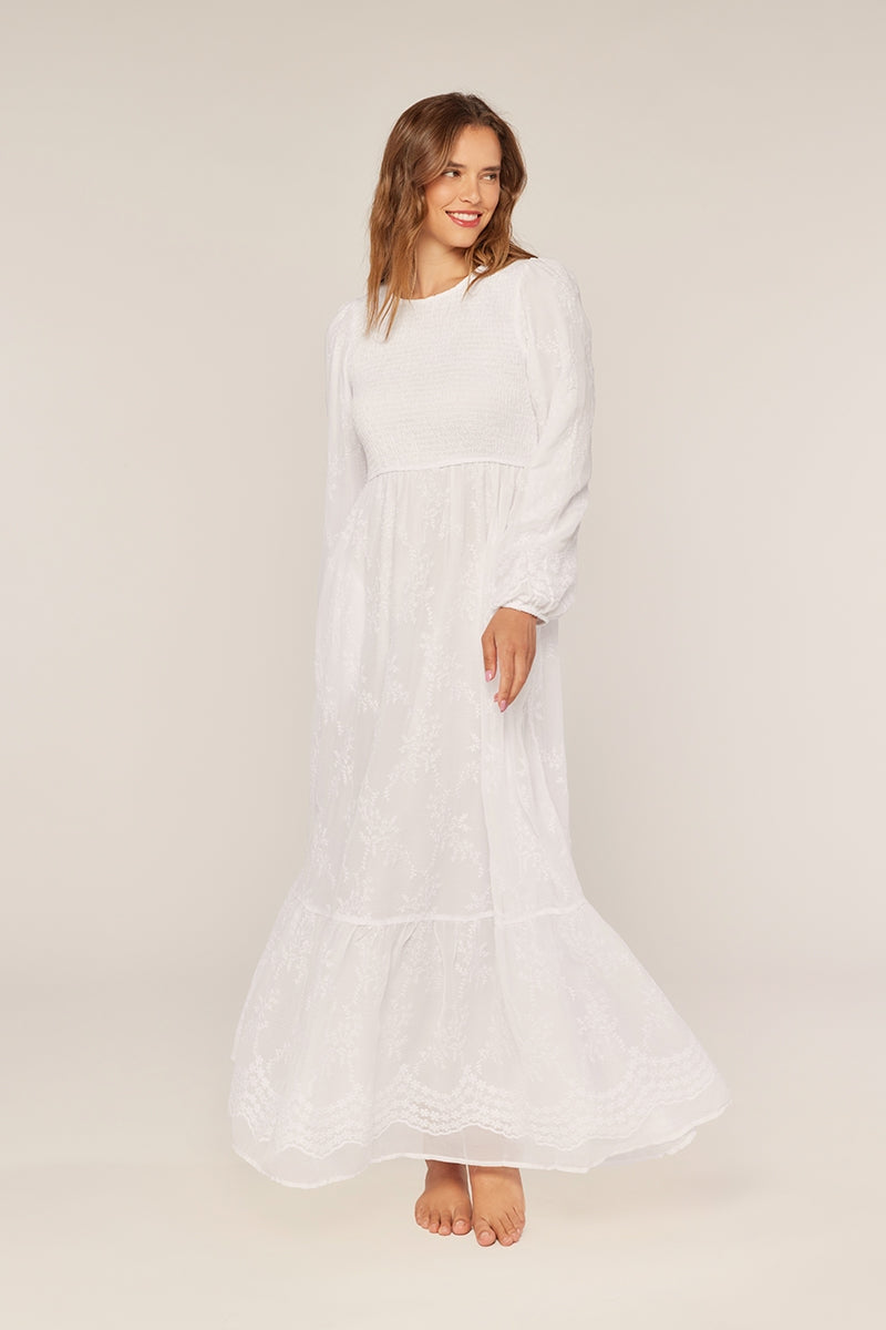 Desiree Modest Temple Dress in White