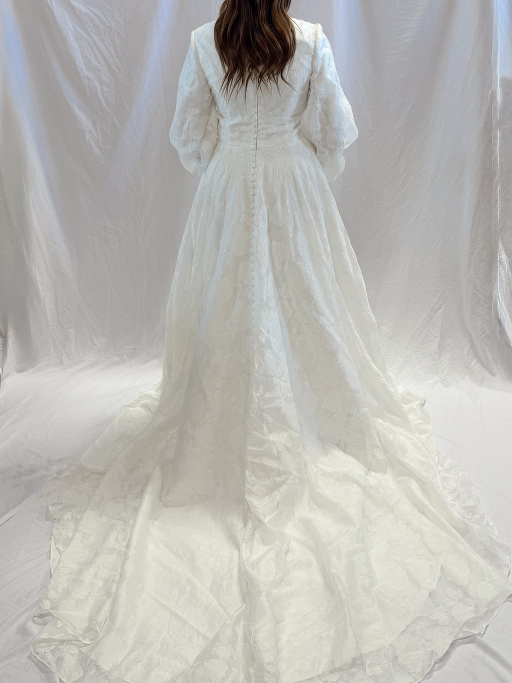 4WJY22M Bishop Sleeve Modest Wedding Dress