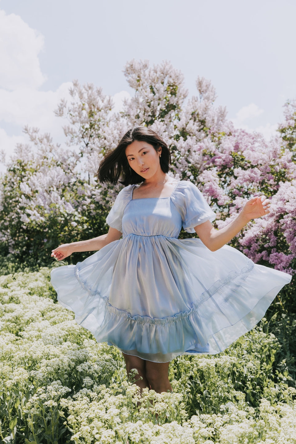 Alexis Modest Dress in Dusty Blue