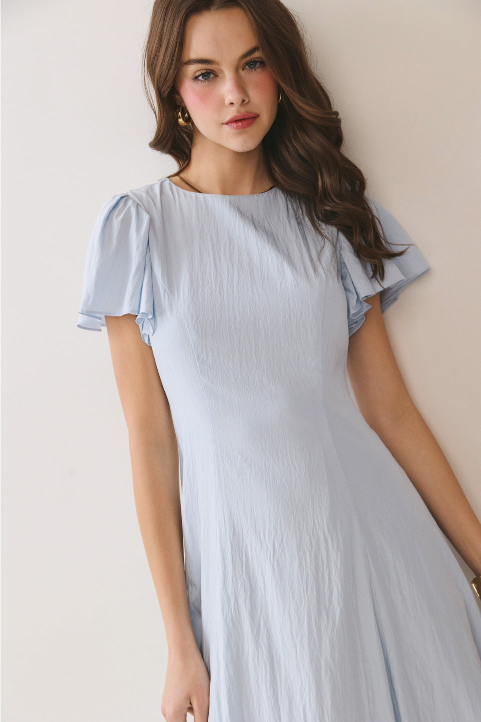 Aubree Modest Midi in Baby Blue
