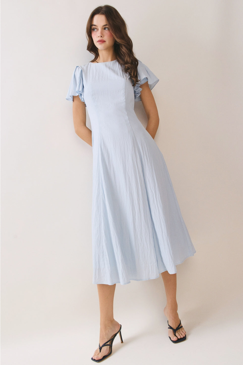 Aubree Modest Midi in Baby Blue