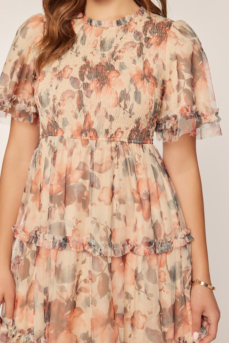 Astrid Modest Midi in Ivory/Red/Charcoal