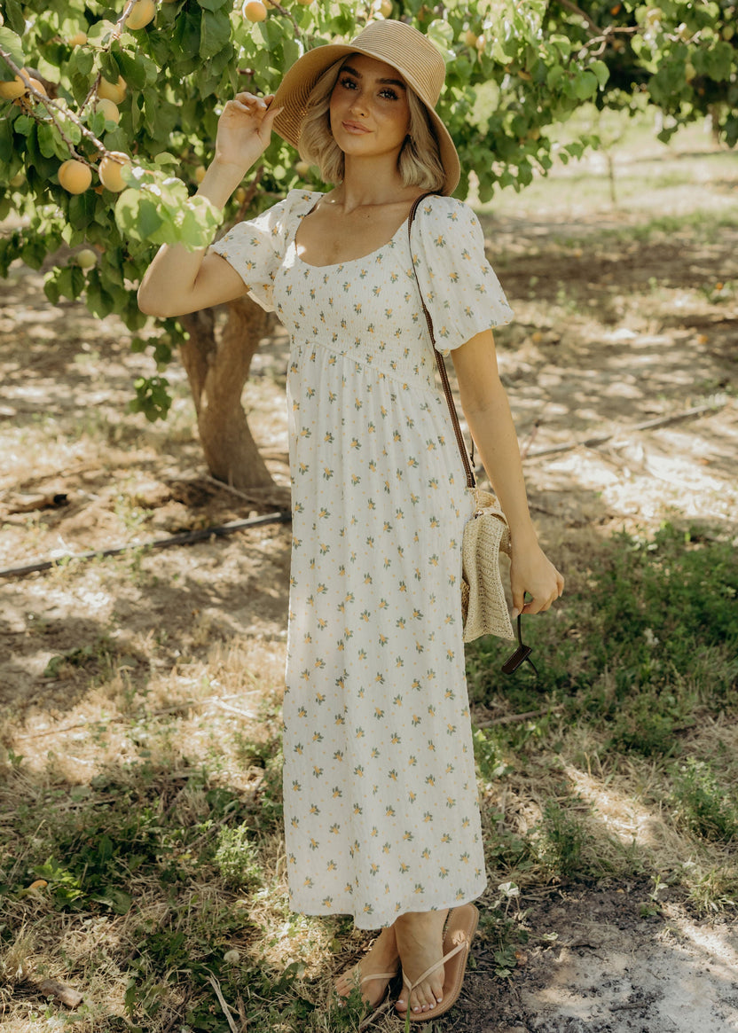 Miley Modest Midi in Lemon Petal