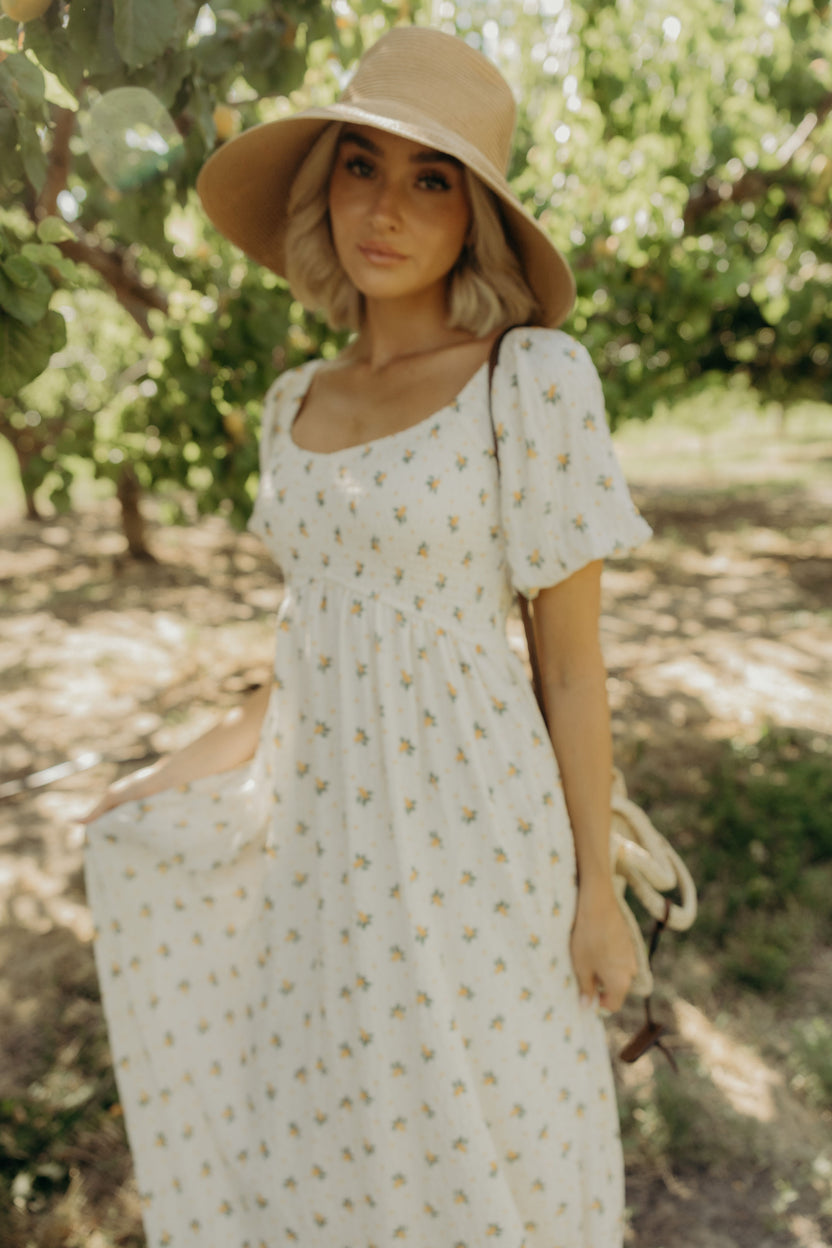 Miley Modest Midi in Lemon Petal