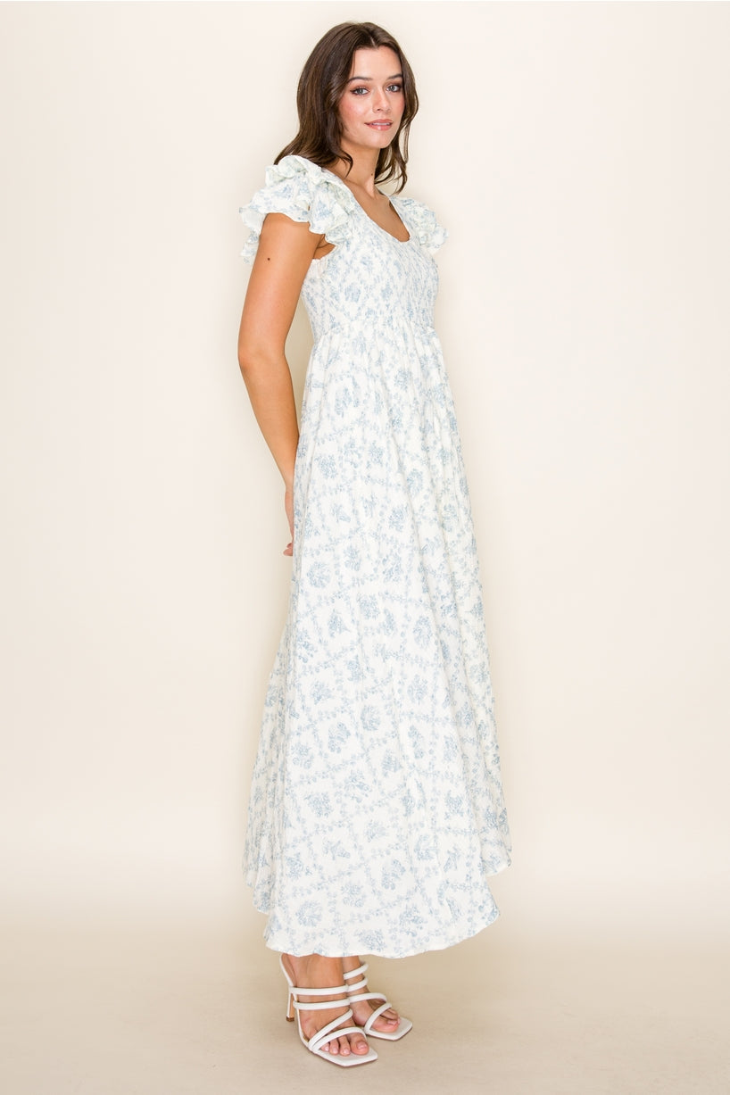 Caroline Maxi Dress in Blue