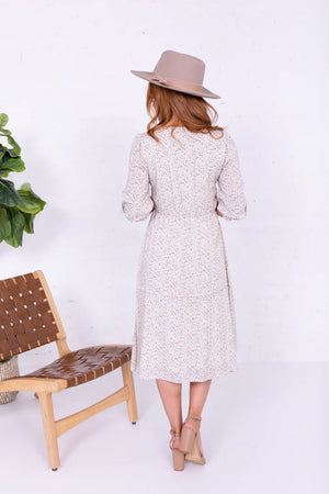 Max Modest Dress in Cream Ditsy Floral