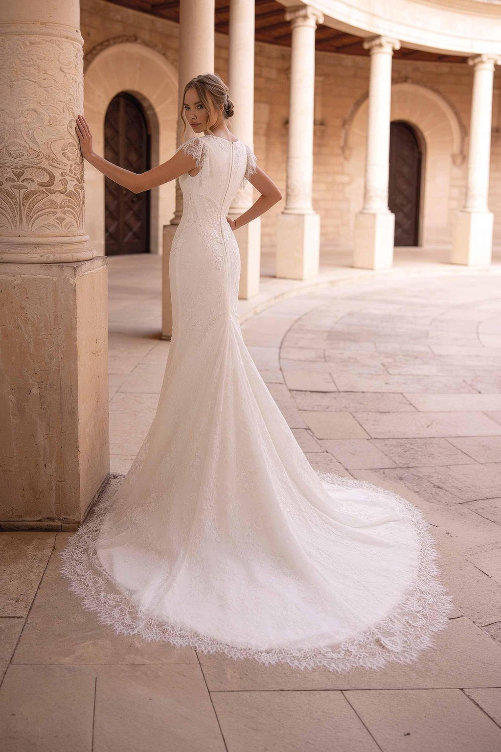 8445 Modest Wedding Dress
