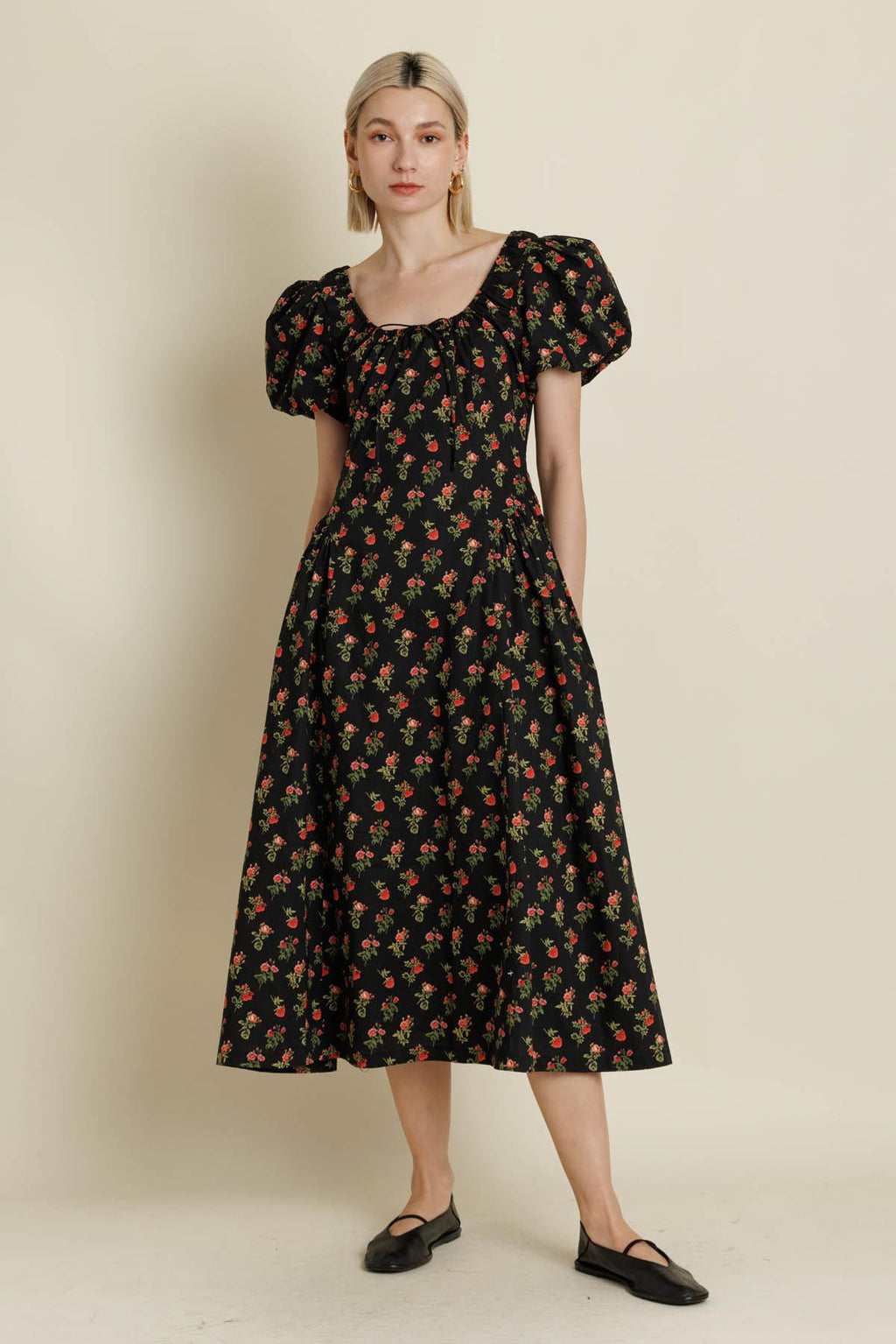 Roseann Modest Midi Dress in Black