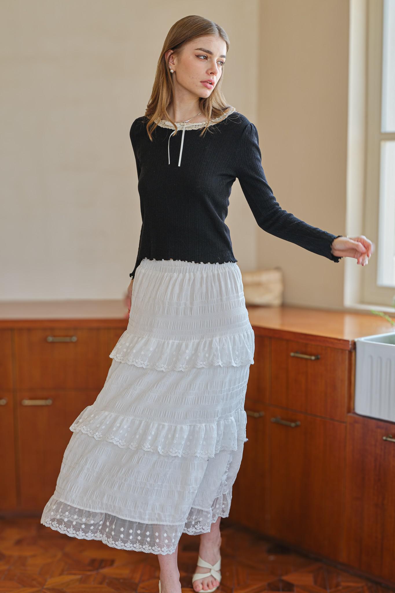 Maeby Tiered Skirt in White