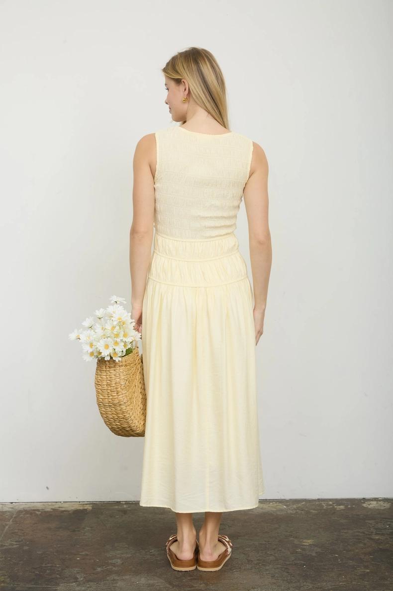 Stevie Midi Dress in Butter Yellow