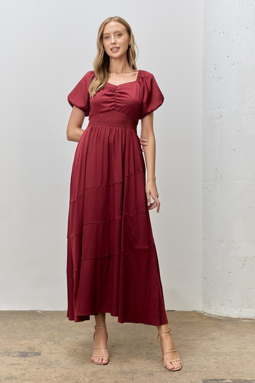 Darcy Modest Midi in Burgundy