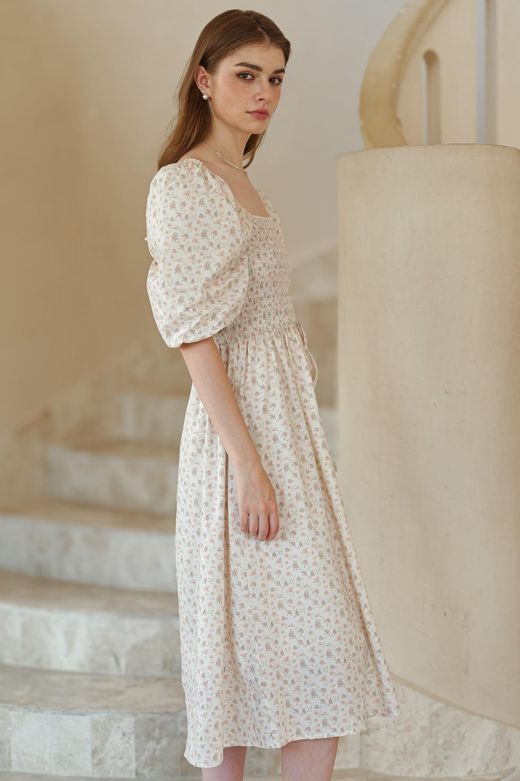 Carmen Modest Midi in Cream