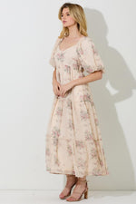 Aubrin Modest Midi in Cream Floral