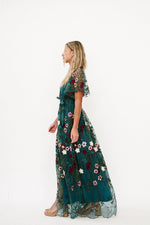 Zinnia Embroidered Maxi in Emerald