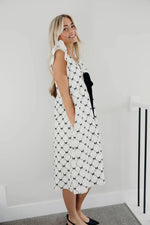 Rumi Modest Dress in Ivory Bows