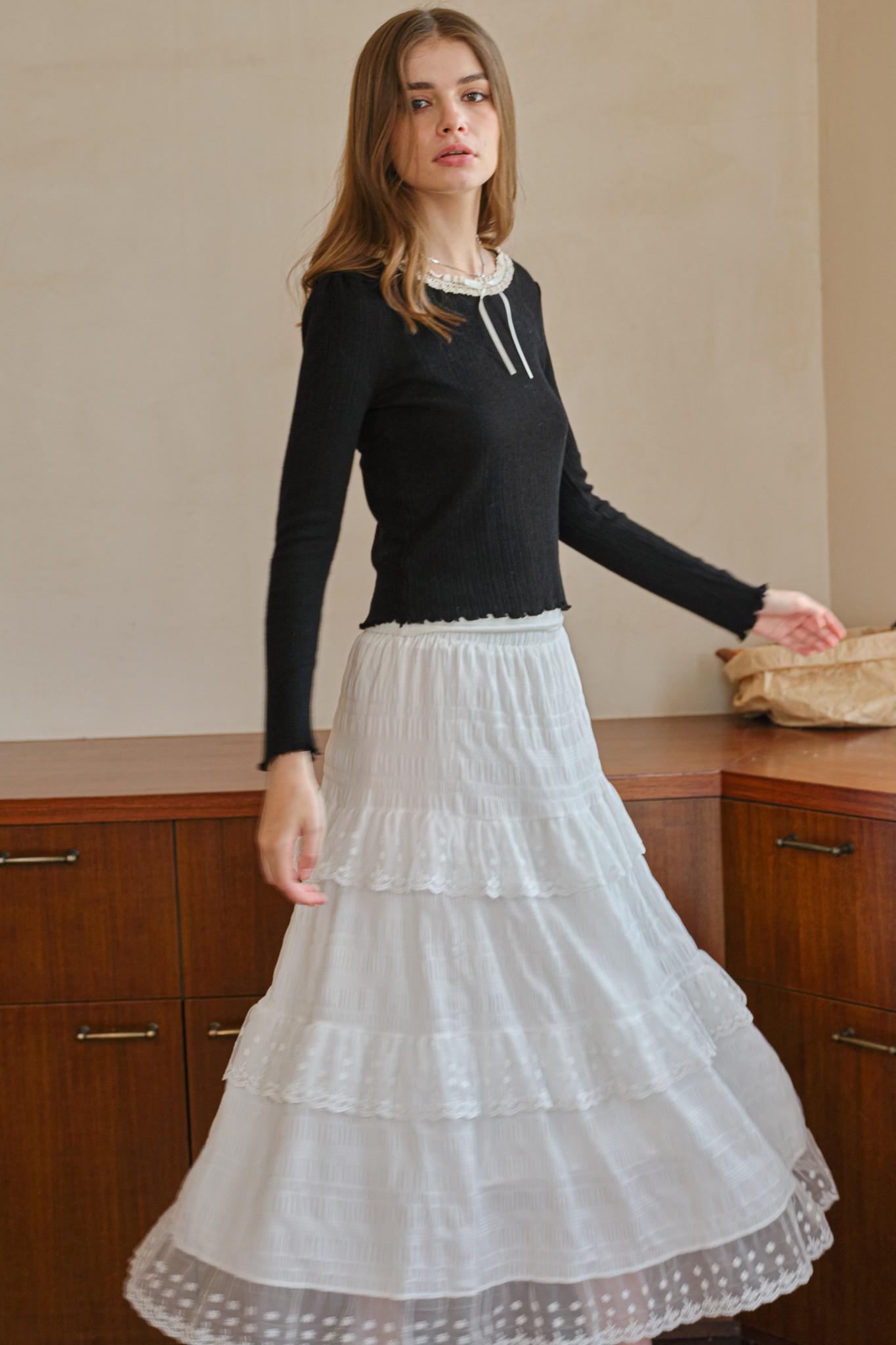 Maeby Tiered Skirt in White
