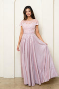 Calliope Modest Prom Dress in Dusty Rose