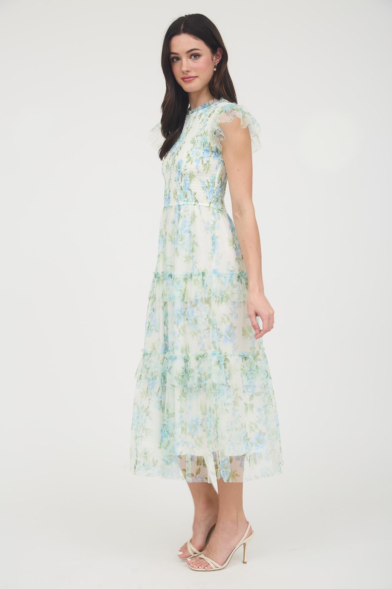 Ida Modest Midi in Blue Multi