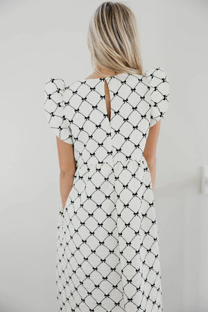 Rumi Modest Dress in Ivory Bows