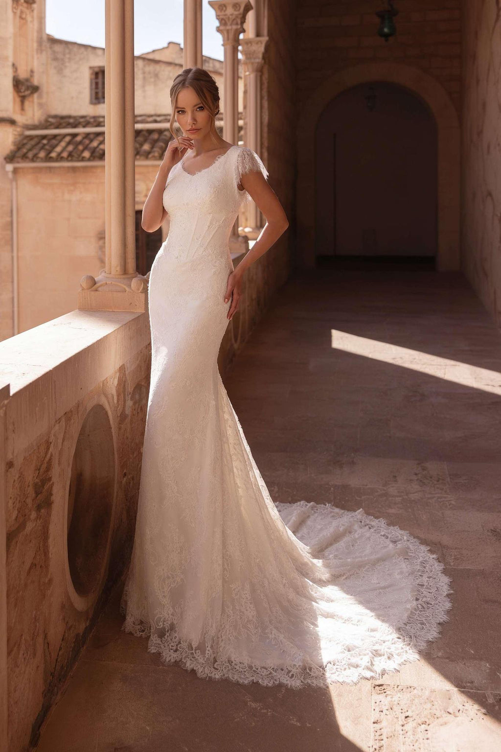 8445 Modest Wedding Dress