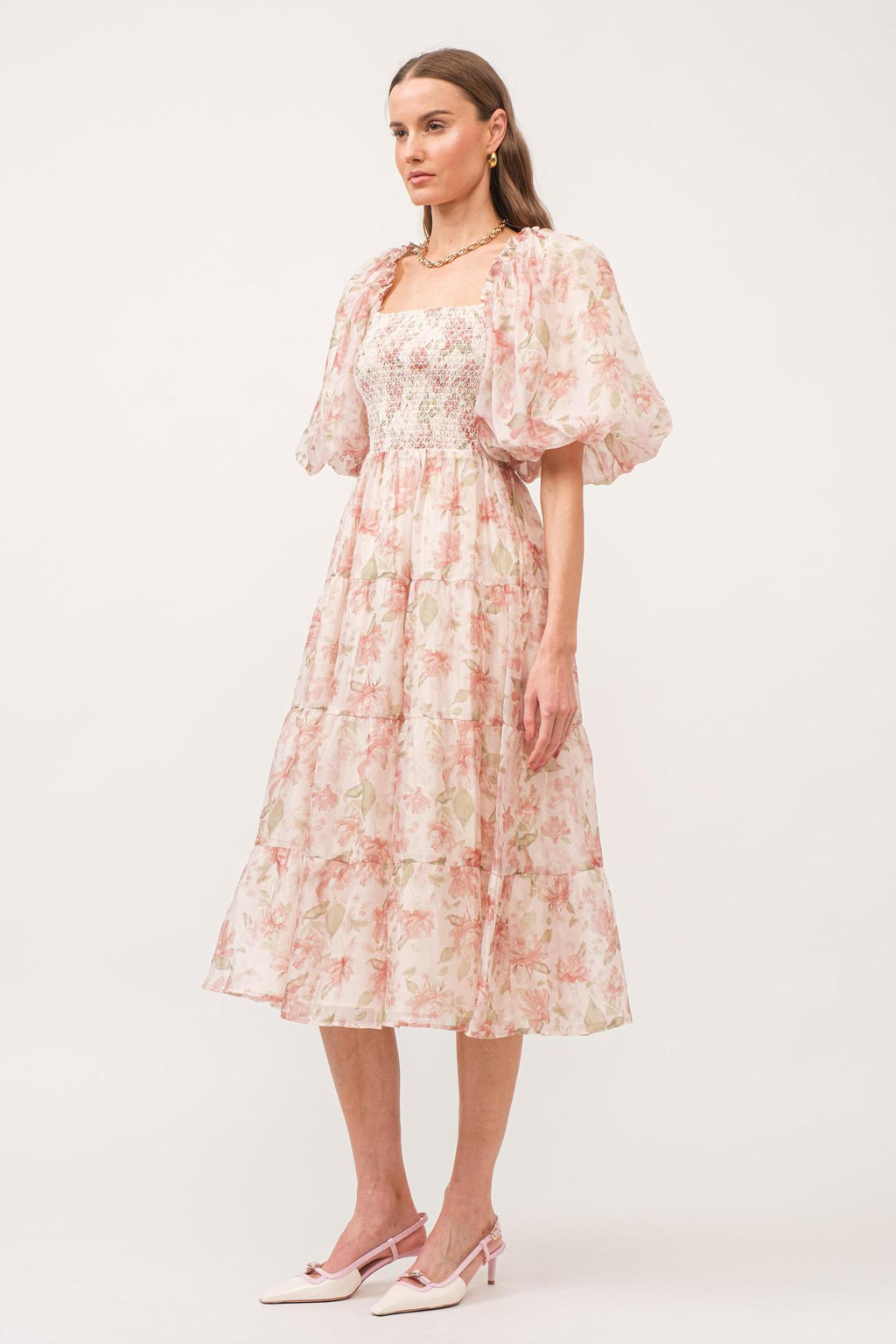 Margot Modest Midi in Peach