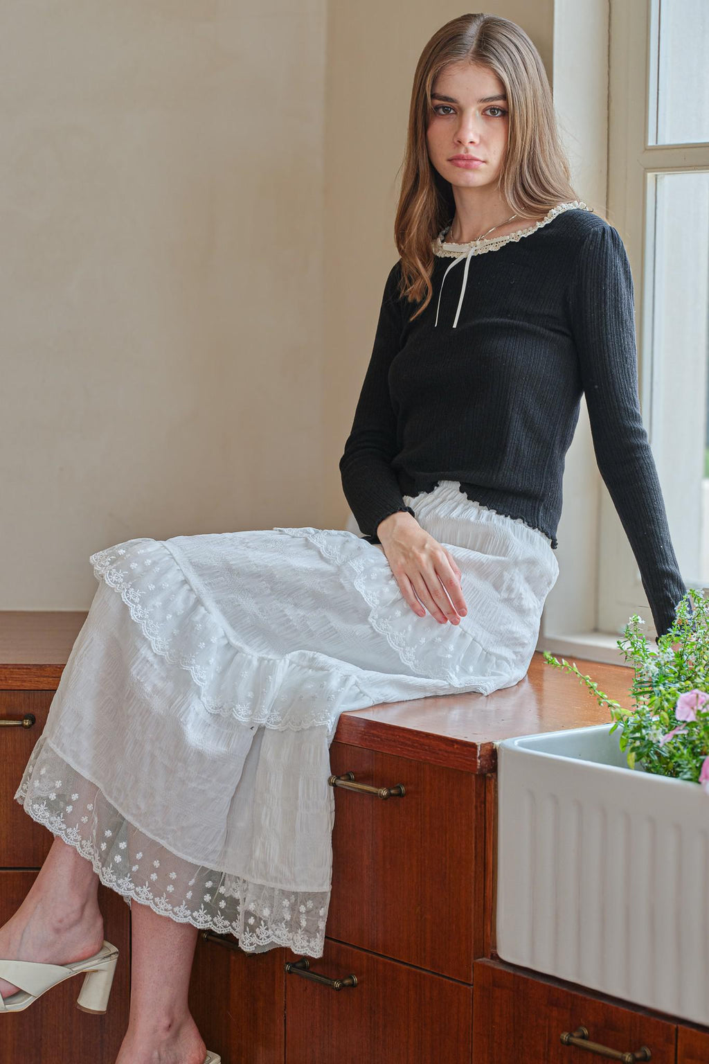 Maeby Tiered Skirt in White