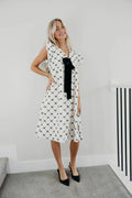 Rumi Modest Dress in Ivory Bows