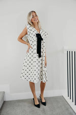 Rumi Modest Dress in Ivory Bows