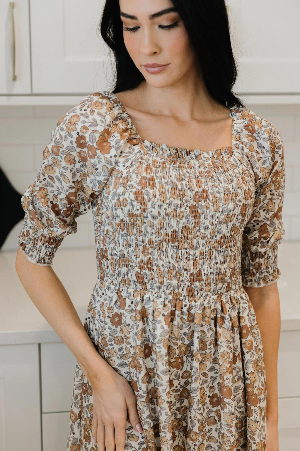 Pepper Modest Midi in Toffee Blossom