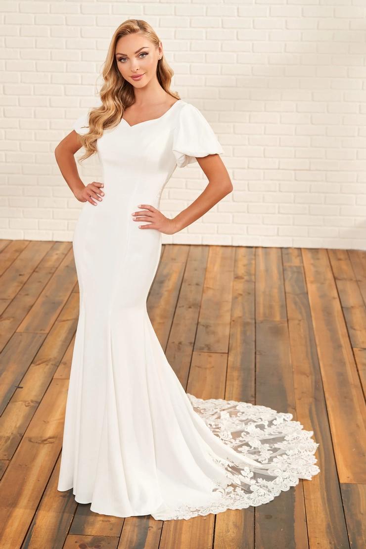 white closet elements dress Linen Zebra Print One Shoulder Tiered Midi Blend NWT MOD1820 Modest Wedding Dress Ivory